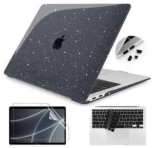 Teryeefi for MacBook Air 13 Inch Case 2021 2020 2019 2018 Release A2337 M1 A2179 A1932, Glitter Hard Shell Case +Keyboard Cover +Screen Protector for MacBook Air 13" with Touch ID,Sparkly Black Teryeefi for MacBook Air 13 Inch Case 2021 2020 2019 2018 Release A2337 M1 A2179 A1932, Glitter Hard Shell Case +Keyboard Cover +Screen Protector for MacBook Air 13" with Touch ID,Sparkly Black