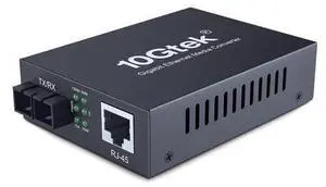 Gigabit SC to RJ45 Fiber Media Converter, Multimode Fiber to Ethernet Converter, 10/100/1000Mbps RJ45 Port to 1000Mbps Multi-Mode Fiber Dual SC Port, MMF, 850nm, up to 550m, Auto-Negotiation Gigabit SC to RJ45 Fiber Media Converter, Multimode Fiber to Ethernet Converter, 10/100/1000Mbps RJ45 Port to 1000Mbps Multi-Mode Fiber Dual SC Port, MMF, 850nm, up to 550m, Auto-Negotiation