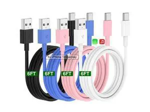 Car Carplay Cable for iPhone 17 16 15 Charger Cord,4 Pack 6FT USB A to USB C Cable for iPhone 17 Pro Max/16 Pro/15 Plus Charger,USB C Car Charger for Apple 17 Air/16 Pro Max/16e/15-Colored Car Carplay Cable for iPhone 17 16 15 Charger Cord,4 Pack 6FT USB A to USB C Cable for iPhone 17 Pro Max/16 Pro/15 Plus Charger,USB C Car Charger for Apple 17 Air/16 Pro Max/16e/15-Colored