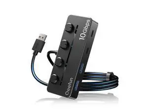 Qeefun 4-Port USB 3.2 Hub with 2 USB-C and 2 USB-A Ports, Individual LED Power Switches,10Gbps Data Transfer USB Splitter with 4ft Extension Cable, Multiple USB Extender for Laptop, PC, iMac etc Qeefun 4-Port USB 3.2 Hub with 2 USB-C and 2 USB-A Ports, Individual LED Power Switches,10Gbps Data Transfer USB Splitter with 4ft Extension Cable, Multiple USB Extender for Laptop, PC, iMac etc
