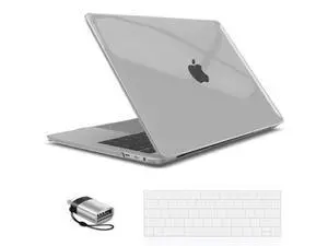 IBENZER Compatible with MacBook Pro 15 Inch Case 2019 2018 2017 2016 A1990 A1707, Hard Shell Case with Keyboard Cover & Type C Adapter for Mac Pro 15 Touch Bar, Crystal Clear, T15CYCL+1TC A IBENZER Compatible with MacBook Pro 15 Inch Case 2019 2018 2017 2016 A1990 A1707, Hard Shell Case with Keyboard Cover & Type C Adapter for Mac Pro 15 Touch Bar, Crystal Clear, T15CYCL+1TC A