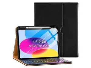 VIKESI Keyboard Case for iPad (A16,2025) 11th Generation/iPad 10th Generation Case (10.9" 2022),Premium Leather Smart Cover,Built-in Breathing Light,Function Row,Pencil Holder,Card Slots - Black VIKESI Keyboard Case for iPad (A16,2025) 11th Generation/iPad 10th Generation Case (10.9" 2022),Premium Leather Smart Cover,Built-in Breathing Light,Function Row,Pencil Holder,Card Slots - Black