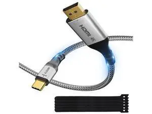 Elecan Uni-Directional DisplayPort to USB-C Adapter Cable 6 Ft 4K@60Hz 2K 1080P, No USB Power Needed High Speed DP Input to Type C Converter, Braided for Touch,iPad,Mac,Portable Monitor,VR/XR/AR+Ties Elecan Uni-Directional DisplayPort to USB-C Adapter Cable 6 Ft 4K@60Hz 2K 1080P, No USB Power Needed High Speed DP Input to Type C Converter, Braided for Touch,iPad,Mac,Portable Monitor,VR/XR/AR+Ties