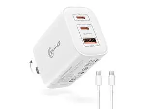 EFIIIAP 65W USB C Charger Block, 3-Port Foldable Type c Fast Charging for MacBook Air MacBook Pro 14 15 16 17, iPhone 17/16/15/14, Galaxy S25/S24/S23, iPad, AirPods & More(1Pack with Cable) EFIIIAP 65W USB C Charger Block, 3-Port Foldable Type c Fast Charging for MacBook Air MacBook Pro 14 15 16 17, iPhone 17/16/15/14, Galaxy S25/S24/S23, iPad, AirPods & More(1Pack with Cable)