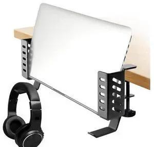QUYLIXX Desk Laptop Stand,No-Drill Desktop Mount,Hanging Holder for Desk - Clamp Storage for Laptops/Book/Keyboards/Headphone/Backpack Black QUYLIXX Desk Laptop Stand,No-Drill Desktop Mount,Hanging Holder for Desk - Clamp Storage for Laptops/Book/Keyboards/Headphone/Backpack Black