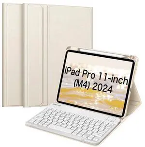 FINTIE Keyboard Case for iPad Pro 11-inch M4 (2024) - Protective Soft TPU Back Stand Cover with Pencil Holder, Magnetically Detachable Wireless Bluetooth Keyboard, Starlight FINTIE Keyboard Case for iPad Pro 11-inch M4 (2024) - Protective Soft TPU Back Stand Cover with Pencil Holder, Magnetically Detachable Wireless Bluetooth Keyboard, Starlight