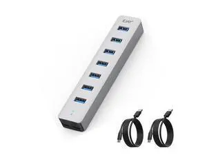 EJAY 7-Port USB 3.0 Hub for PC with Power Adapter, Aluminum USB Splitter 5Gbps Data Transfer, 3.3ft Data & Power Cables for Laptop, Mac, Windows, Linux EJAY 7-Port USB 3.0 Hub for PC with Power Adapter, Aluminum USB Splitter 5Gbps Data Transfer, 3.3ft Data & Power Cables for Laptop, Mac, Windows, Linux