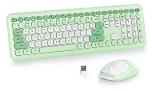 SbocKeeb Wireless Typewriter Keyboard and Mouse Combo Retro 104 Key Full Size Office Set Green with Silent Round Keycaps,Ideal for Laptop and Desktop PCs, Cute Design Keyboard (Green White) SbocKeeb Wireless Typewriter Keyboard and Mouse Combo Retro 104 Key Full Size Office Set Green with Silent Round Keycaps,Ideal for Laptop and Desktop PCs, Cute Design Keyboard (Green White)