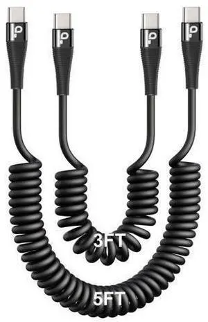 USB C to C Cable for Car 3FT&5FT, Coiled USB C Fast Charging Cable for iPhone 16 Short USB Type C Cable for iPhone 17/16/15/Pro Max/Plus/Samsung Galaxy S23, Compatible All Type C Devices-Black USB C to C Cable for Car 3FT&5FT, Coiled USB C Fast Charging Cable for iPhone 16 Short USB Type C Cable for iPhone 17/16/15/Pro Max/Plus/Samsung Galaxy S23, Compatible All Type C Devices-Black