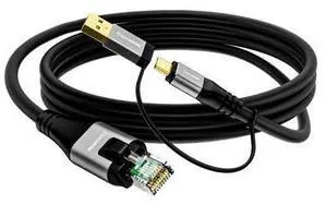 USB to Ethernet Cable 4 FT, USB-C & USB-A Port Two in One, USB C to RJ45 Network Cord, Gigabit, Directly Connected, Thunderbolt 4/3 Compatible with PCs, Laptops, Tablets, Smartphones- Not for Charging USB to Ethernet Cable 4 FT, USB-C & USB-A Port Two in One, USB C to RJ45 Network Cord, Gigabit, Directly Connected, Thunderbolt 4/3 Compatible with PCs, Laptops, Tablets, Smartphones- Not for Charging