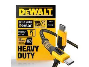 DEWALT Heavy Duty 100W USB C Cable, Jobsite 100 Watt USB C Cable, High Speed Type-C to Type-C, Fast Charge PD USBC Fast Charging Cord for iPhone 17/16/15 Plus Pro Max MacBook iPad Samsung Galaxy, 4 ft DEWALT Heavy Duty 100W USB C Cable, Jobsite 100 Watt USB C Cable, High Speed Type-C to Type-C, Fast Charge PD USBC Fast Charging Cord for iPhone 17/16/15 Plus Pro Max MacBook iPad Samsung Galaxy, 4 ft