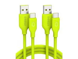 Omnibar Silicone USB A to USB C Cable (6FT, 2Pack), Car Carplay Cable for iPhone 16 15 Pro Max Plus, Type C Charger Fast Charging Cord for Samsung S25 S24 iPad Airpods Switch PlayStation 5, Lime Green Omnibar Silicone USB A to USB C Cable (6FT, 2Pack), Car Carplay Cable for iPhone 16 15 Pro Max Plus, Type C Charger Fast Charging Cord for Samsung S25 S24 iPad Airpods Switch PlayStation 5, Lime Green