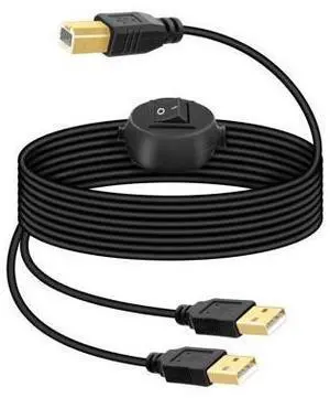 RIIEYOCA 2 in 1 USB Printer Cable Splitter, USB A Male to USB B Male Printer Cable with Toggle Switch for 2 Computers, Share Scanner Printer(4.5M/14.7FT) RIIEYOCA 2 in 1 USB Printer Cable Splitter, USB A Male to USB B Male Printer Cable with Toggle Switch for 2 Computers, Share Scanner Printer(4.5M/14.7FT)