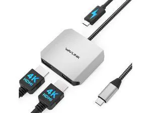 WAVLINK USB C to Dual HDMI Adapter, Dual Monitor Splitter, Dual 4K@60Hz HDMI, 95W PD, Compatible with Dell XPS/HP/Lenovo/Surface/Type C Laptop/Windows System Only WAVLINK USB C to Dual HDMI Adapter, Dual Monitor Splitter, Dual 4K@60Hz HDMI, 95W PD, Compatible with Dell XPS/HP/Lenovo/Surface/Type C Laptop/Windows System Only