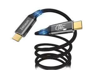 Zelcaum USB C Thunderbolt 5 Cable, 120Gbps Bandwidth, 80Gbps Date, 16K 8K 4K Video Sync Display, 240W Fast Charging, Fully Compatible with Thunderbolt 4/3, Type USB-C, USB4 / Gen4 Devices, 1.5FT Zelcaum USB C Thunderbolt 5 Cable, 120Gbps Bandwidth, 80Gbps Date, 16K 8K 4K Video Sync Display, 240W Fast Charging, Fully Compatible with Thunderbolt 4/3, Type USB-C, USB4 / Gen4 Devices, 1.5FT