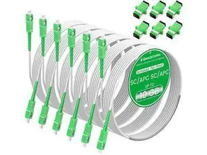 SpeedyCables- Armored SC/APC to SC/APC Fiber Optic Internet Cable 2M-6Pack, Single Mode Patch Cord SIMPLEX 9/125m OS2, LSZH White - 2M/7ft 6Pack SpeedyCables- Armored SC/APC to SC/APC Fiber Optic Internet Cable 2M-6Pack, Single Mode Patch Cord SIMPLEX 9/125m OS2, LSZH White - 2M/7ft 6Pack