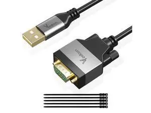 Veeloon USB 2.0 to Serial Adapter (FTDI Chipset), 15 FT USB A to RS232 Male DB9 Pin Converter Serial Cable with Cable Ties for Windows 11, 10, 8.1, 8, 7, Vista, XP, 2000, Linux and Mac OS X, macOS Veeloon USB 2.0 to Serial Adapter (FTDI Chipset), 15 FT USB A to RS232 Male DB9 Pin Converter Serial Cable with Cable Ties for Windows 11, 10, 8.1, 8, 7, Vista, XP, 2000, Linux and Mac OS X, macOS