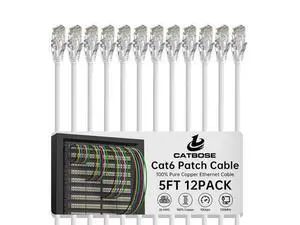 5 Feet Cat6 Patch Cables(12 Pack), Solid Pure Copper Patch Cord, Cat 6 Ethernet Cable, UTP Network, High Speed RJ45 Internet Cables, Compatible for Router, Switche, PC, Server, PS4/5, Xbox - White 5 Feet Cat6 Patch Cables(12 Pack), Solid Pure Copper Patch Cord, Cat 6 Ethernet Cable, UTP Network, High Speed RJ45 Internet Cables, Compatible for Router, Switche, PC, Server, PS4/5, Xbox - White