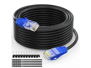 Aimyzii Cat6 Outdoor Ethernet Cable(100 Feet) Heavy Duty Outdoor Grounded Waterproof Buried-able UV Resistant Network Cord,RJ45 Patch Cable Support Cat6,Cat5E,Cat5-Include 25 Ties and 50 Cable Clips Aimyzii Cat6 Outdoor Ethernet Cable(100 Feet) Heavy Duty Outdoor Grounded Waterproof Buried-able UV Resistant Network Cord,RJ45 Patch Cable Support Cat6,Cat5E,Cat5-Include 25 Ties and 50 Cable Clips