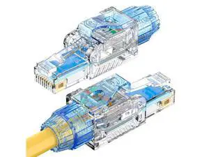RJ45 Connectors Toolless10 Gigabit, Cat5e Cat6 Cat6A Cat7 Network Cable Connector, Gold-Plated Copper, 22-26 AWG, 6-Pack RJ45 Connectors Toolless10 Gigabit, Cat5e Cat6 Cat6A Cat7 Network Cable Connector, Gold-Plated Copper, 22-26 AWG, 6-Pack