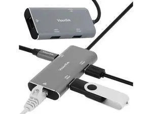 VisionTek USB-C Hub with Ethernet, 2X USB-A, 1x USB-C for MacBook, Windows, Chromebook - Portable Bus Powered Adapter VisionTek USB-C Hub with Ethernet, 2X USB-A, 1x USB-C for MacBook, Windows, Chromebook - Portable Bus Powered Adapter
