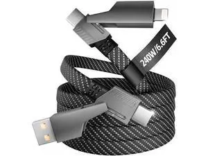 4 in 1 Charging Cable 240W MAX, USB C Cable Fast Charger Cord with E-Mark Chip, USB A/C to C/Lightning Cable, Multi iPhone Charger Cord for iPhone16/15/14/13 Series/Phones/Pads and Laptop 4 in 1 Charging Cable 240W MAX, USB C Cable Fast Charger Cord with E-Mark Chip, USB A/C to C/Lightning Cable, Multi iPhone Charger Cord for iPhone16/15/14/13 Series/Phones/Pads and Laptop