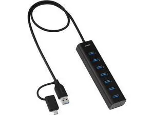 Elecom U3HC-T070SEBK USB Hub, USB-A Connection, 7 Ports, 5Gbps, Self-Powered Cable, 19.7 inches (50 cm), Aluminum Housing, Black Elecom U3HC-T070SEBK USB Hub, USB-A Connection, 7 Ports, 5Gbps, Self-Powered Cable, 19.7 inches (50 cm), Aluminum Housing, Black