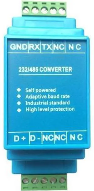 Industrial Grade RS232 to RS485 Converter Passive Adaptive baud Rate self conductance Rail Installation Industrial Grade RS232 to RS485 Converter Passive Adaptive baud Rate self conductance Rail Installation