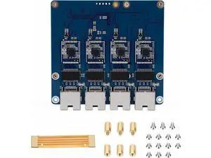 Jiawu Network Card, 4 Port PCIE x1 Gigabit Base, RTL8153 Chip 1000Mbps PCIe Express Ethernet Adapter with RJ45 Port, LED Indicator, Support for RasPi 5, Driver Free, Plug and Play Jiawu Network Card, 4 Port PCIE x1 Gigabit Base, RTL8153 Chip 1000Mbps PCIe Express Ethernet Adapter with RJ45 Port, LED Indicator, Support for RasPi 5, Driver Free, Plug and Play