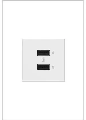 Legrand Adorne USB Outlet, Type A Module, Full Size, 3.1/6.0A, White, ARUSB2AA6W4 Legrand Adorne USB Outlet, Type A Module, Full Size, 3.1/6.0A, White, ARUSB2AA6W4