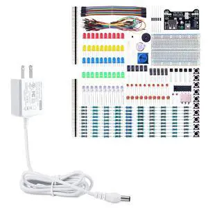 ELEGOO Electronic Fun Kit and 9V 1A Adapter Bundle, for Breadboard Circuits, Learning Experiments and Compatible 9V Power Projects ELEGOO Electronic Fun Kit and 9V 1A Adapter Bundle, for Breadboard Circuits, Learning Experiments and Compatible 9V Power Projects