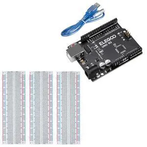 ELEGOO UNO R3 CH340C Board and 3PCS 830-Point Boards, for Breadboard Circuits, Prototyping, STEM Labs and Electronics Practice ELEGOO UNO R3 CH340C Board and 3PCS 830-Point Boards, for Breadboard Circuits, Prototyping, STEM Labs and Electronics Practice