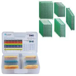 ELEGOO 525pcs Resistor Kit and 32pcs PCB Boards, for Breadboard Circuits, Prototyping, STEM Labs and Electronics Practice ELEGOO 525pcs Resistor Kit and 32pcs PCB Boards, for Breadboard Circuits, Prototyping, STEM Labs and Electronics Practice