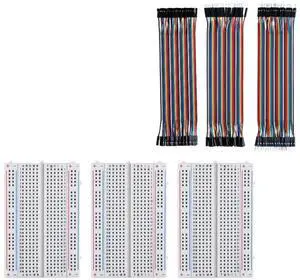 3PCS 400-Point Boards and 120pcs Dupont Wires, for Breadboard Circuits, Prototyping, STEM Labs and Electronics Practice 3PCS 400-Point Boards and 120pcs Dupont Wires, for Breadboard Circuits, Prototyping, STEM Labs and Electronics Practice