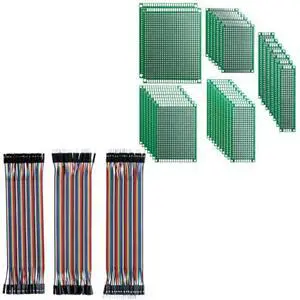 32-Piece Double-Sided PCB Prototype Boards + 120-Piece Dupont Jumper Wires 32-Piece Double-Sided PCB Prototype Boards + 120-Piece Dupont Jumper Wires
