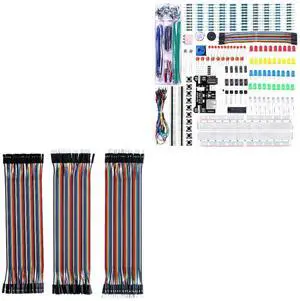 Upgraded Electronics Kit and 120pcs Dupont Wires, for Breadboard Circuits, Prototyping, STEM Labs and Electronics Practice Upgraded Electronics Kit and 120pcs Dupont Wires, for Breadboard Circuits, Prototyping, STEM Labs and Electronics Practice