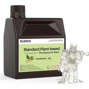 Standard Plant-Based 3D Printer Resin with Low Odor and High Precision, 405nm UV Curing Resin for Mars Saturn Jupiter MSLA DLP LCD 3D Printing - Translucent 2000g Standard Plant-Based 3D Printer Resin with Low Odor and High Precision, 405nm UV Curing Resin for Mars Saturn Jupiter MSLA DLP LCD 3D Printing - Translucent 2000g