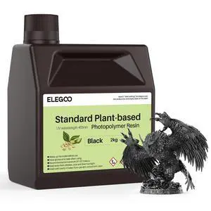 Standard Plant-Based 3D Printer Resin with Low Odor and High Precision, 405nm UV Curing Resin for Mars Saturn Jupiter MSLA DLP LCD 3D Printing - Black 2000g Standard Plant-Based 3D Printer Resin with Low Odor and High Precision, 405nm UV Curing Resin for Mars Saturn Jupiter MSLA DLP LCD 3D Printing - Black 2000g