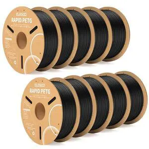 Rapid PETG Filament 1.75mm Black 10KG, High Speed 600mm/s 3D Printer Filament Dimensional Accuracy +/- 0.02 mm, 10 Pack 1kg Cardboard Spool(2.2lbs) Fits for Most FDM 3D Printers Rapid PETG Filament 1.75mm Black 10KG, High Speed 600mm/s 3D Printer Filament Dimensional Accuracy +/- 0.02 mm, 10 Pack 1kg Cardboard Spool(2.2lbs) Fits for Most FDM 3D Printers