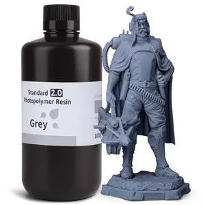 Upgraded Standard 3D Printer Resin 2.0 405nm UV Curing Photopolymer Resin for Mars Saturn Jupiter MSLA DLP LCD 3D Printing, High Precision, Low Odor, Grey 1000g Upgraded Standard 3D Printer Resin 2.0 405nm UV Curing Photopolymer Resin for Mars Saturn Jupiter MSLA DLP LCD 3D Printing, High Precision, Low Odor, Grey 1000g