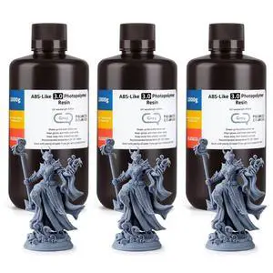 ABS-Like 3D Printer Resin 3.0, 405nm UV-Curing Photopolymer Resin for Mars Saturn Jupiter MSLA DLP LCD 3D Printing with Strength and Toughness, High Precision, Low Viscosity, Grey 3000g ABS-Like 3D Printer Resin 3.0, 405nm UV-Curing Photopolymer Resin for Mars Saturn Jupiter MSLA DLP LCD 3D Printing with Strength and Toughness, High Precision, Low Viscosity, Grey 3000g