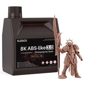 ABS-Like 8K 3D Printer Resin 3.0, 405nm Photopolymer Resin for Mars Saturn Jupiter MSLA DLP LCD 3D Printing with Strength and Toughness, High Precision, Low Viscosity, Red Clay 2000g ABS-Like 8K 3D Printer Resin 3.0, 405nm Photopolymer Resin for Mars Saturn Jupiter MSLA DLP LCD 3D Printing with Strength and Toughness, High Precision, Low Viscosity, Red Clay 2000g