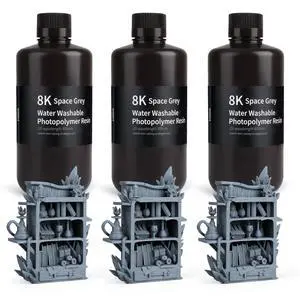 8K Water Washable 3D Printer Resin, 405nm UV Curing Photopolymer Resina Best for 12K/14K/16K Saturn Mars Jupiter LCD MSLA DLP LCD Impresora 3000Gram Space Grey 8K Water Washable 3D Printer Resin, 405nm UV Curing Photopolymer Resina Best for 12K/14K/16K Saturn Mars Jupiter LCD MSLA DLP LCD Impresora 3000Gram Space Grey
