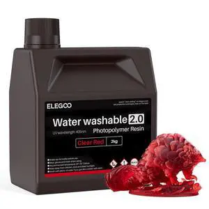 Water Washable 2.0 3D Printer Resin Clear Red 2000g Water Washable 2.0 3D Printer Resin Clear Red 2000g