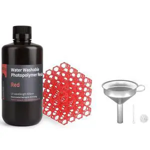 Water Washable 3D Printer Resin UV-Curing Resin Clear Red 1000g and 3D Stainless Steel Funnel Water Washable 3D Printer Resin UV-Curing Resin Clear Red 1000g and 3D Stainless Steel Funnel
