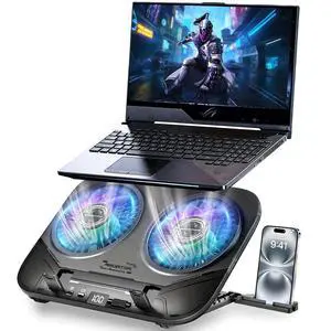 Upgraded Laptop Cooling Pad with Dual TEC Coolers & 2 Quiet Fans-RGB Laptop Cooler for 12-21in Laptops, Gaming Laptop Fan Cooling Pad Stand with Phone Holder, 100-Speed & 5-Height Adjustable, USB Port Upgraded Laptop Cooling Pad with Dual TEC Coolers & 2 Quiet Fans-RGB Laptop Cooler for 12-21in Laptops, Gaming Laptop Fan Cooling Pad Stand with Phone Holder, 100-Speed & 5-Height Adjustable, USB Port