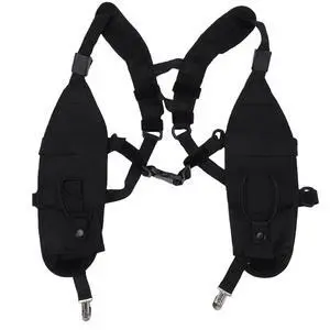 Universal Double Radio Shoulder Harness Holster Chest Vest, Adjustable Quick Release Vest, 600D Nylon, for Search Rescue Construction Site Universal Double Radio Shoulder Harness Holster Chest Vest, Adjustable Quick Release Vest, 600D Nylon, for Search Rescue Construction Site