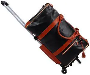 Travel Bag with Detachable Trolley Handle, 40L Large Capacity Clothes Storage Bag for Travel, Foldable Space Saving Design, Wear Fabric, Front Zip Pocket (Dark Brown) Travel Bag with Detachable Trolley Handle, 40L Large Capacity Clothes Storage Bag for Travel, Foldable Space Saving Design, Wear Fabric, Front Zip Pocket (Dark Brown)