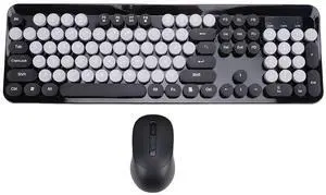 Wireless Keyboard and Mouse Combo, 104 Key Typewriter Retro Gaming Keyboard with Ergonomic Design, Cute Quiet Mouse, for PC (Black) Wireless Keyboard and Mouse Combo, 104 Key Typewriter Retro Gaming Keyboard with Ergonomic Design, Cute Quiet Mouse, for PC (Black)