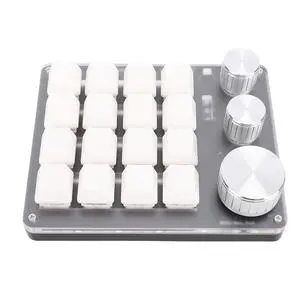 16 Key Mechanical Keypad with 3 Knobs & BT/2.4G Wired 3 Modes, Programmable Macro Pad, Red Switch & Aluminum Alloy Knobs (White) 16 Key Mechanical Keypad with 3 Knobs & BT/2.4G Wired 3 Modes, Programmable Macro Pad, Red Switch & Aluminum Alloy Knobs (White)